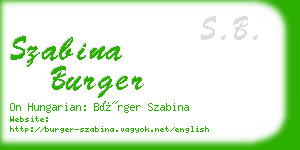 szabina burger business card